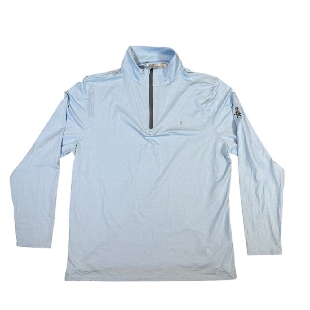 Criquet Mens XXL 1/4 Zip Pullover Light Blue Performance Golf Sweater Austin TX